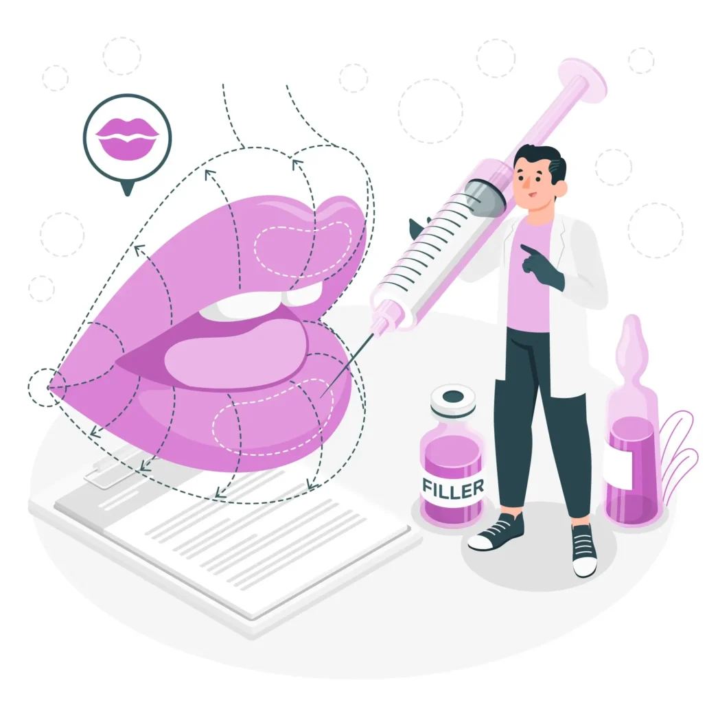 عکس گرافیکی از تزریق فیلر لب