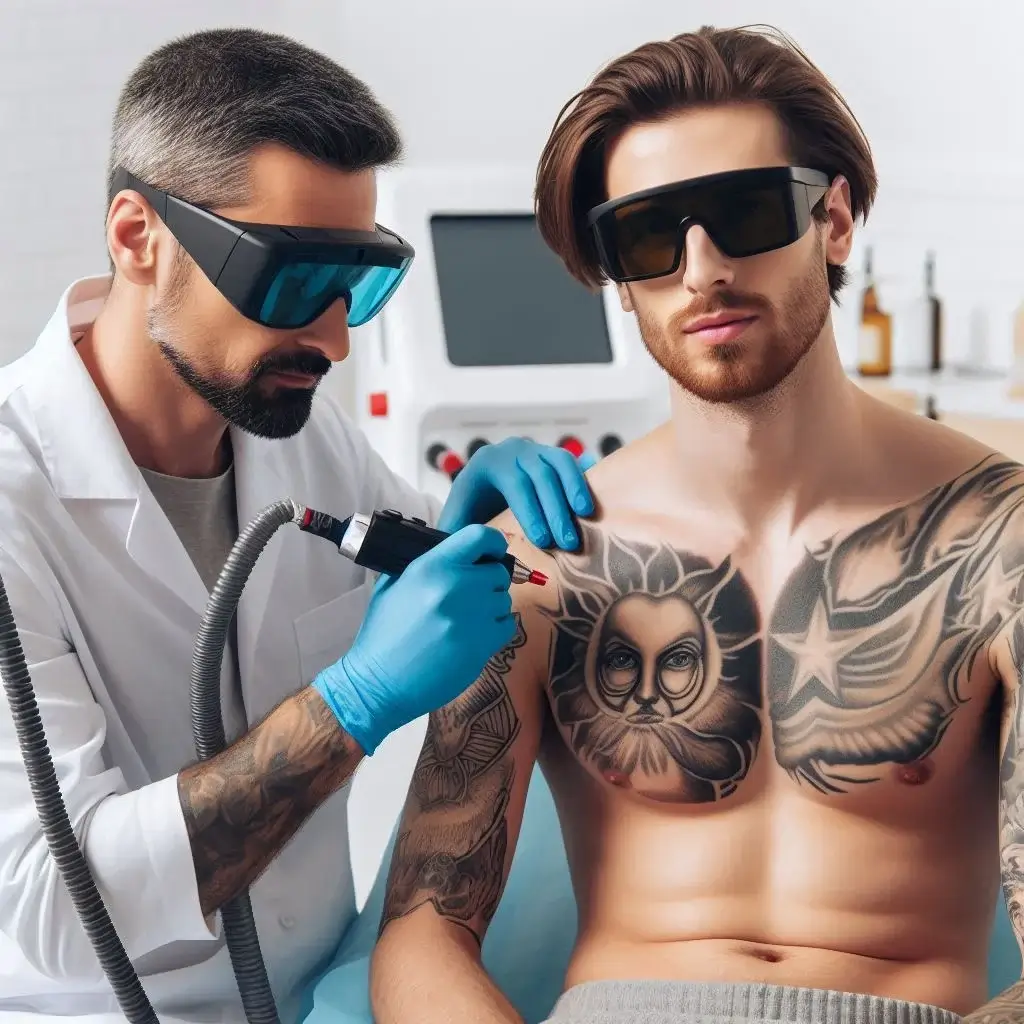 عکس گرافیکی از پاک کردن تتو در کلینیک