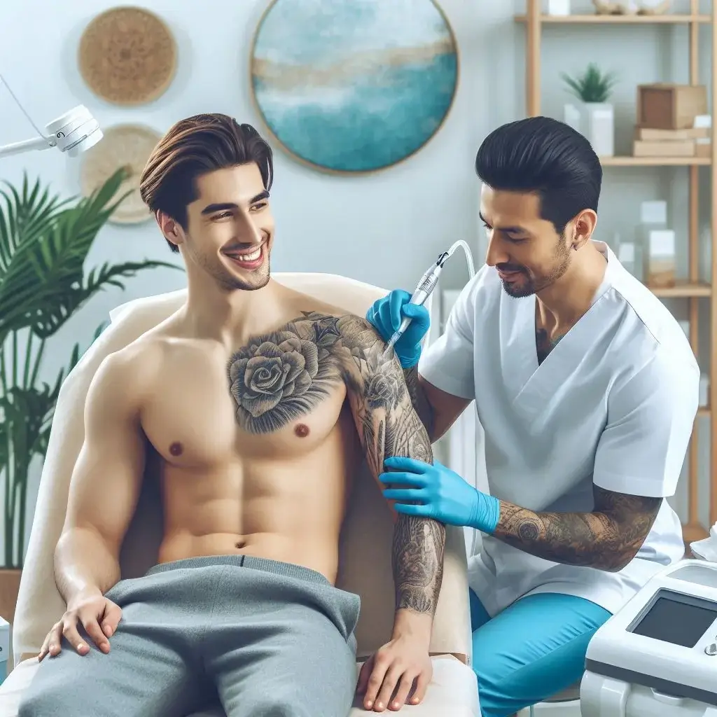 عکس گرافیکی از پاک کردن تتو در کلینیک