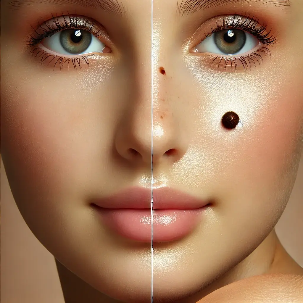 عکس گرافیکی مقایسه خال سطحی و خال گوشتی